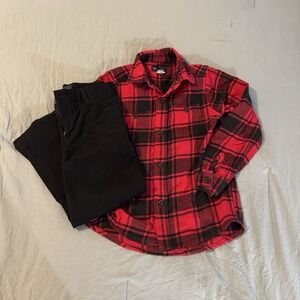 The Children's Place Classic 2-Piece Outfit Buffalo Check Flannel Shirt Size 5